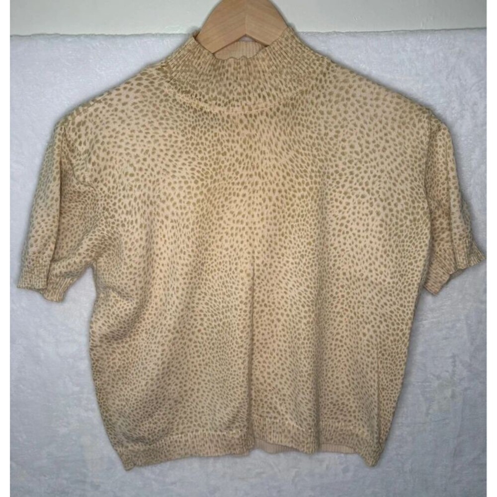 Liz Claiborne Lizsport Women’s Medium Mock Neck Short Sleeve Sweater Beige